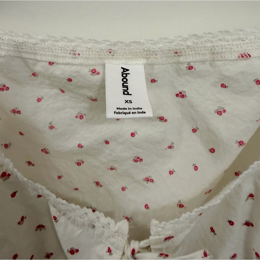 Abound White Floral Tie-Front Tank Top – Size XS - Picture 3 of 5